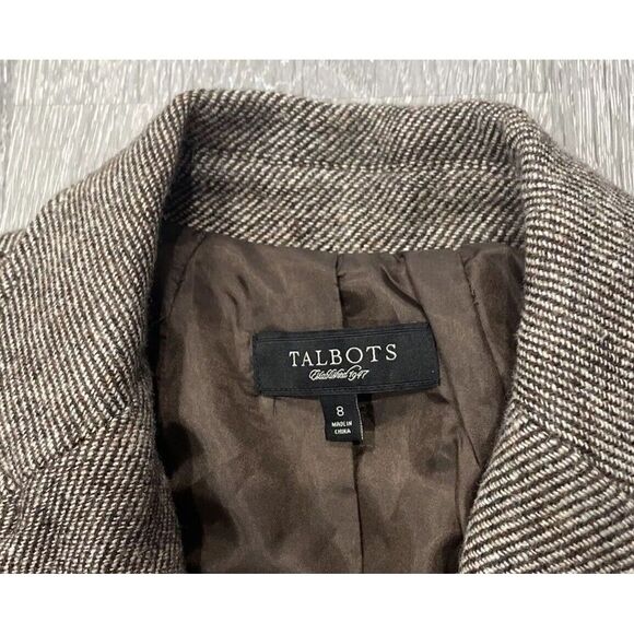 Talbots Taupe Paisley Blazer Embellished Wool Blend Single‎ Breasted Button 8 - Picture 8 of 13